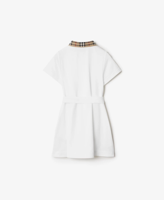 Check Collar Cotton Polo Shirt Dress