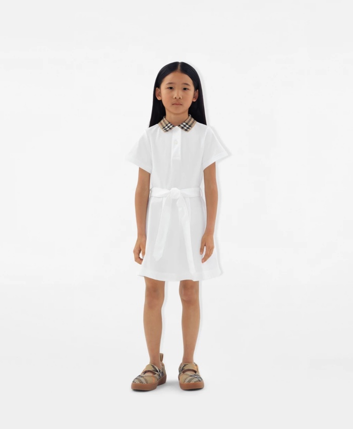 Check Collar Cotton Polo Shirt Dress