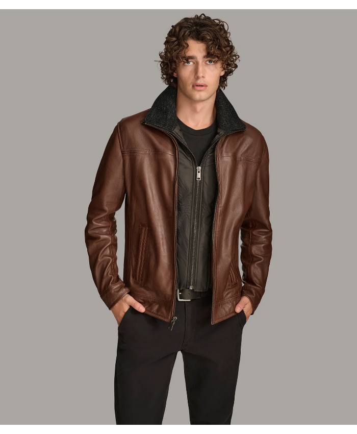 Jett Leather Jacket With Removable Hood