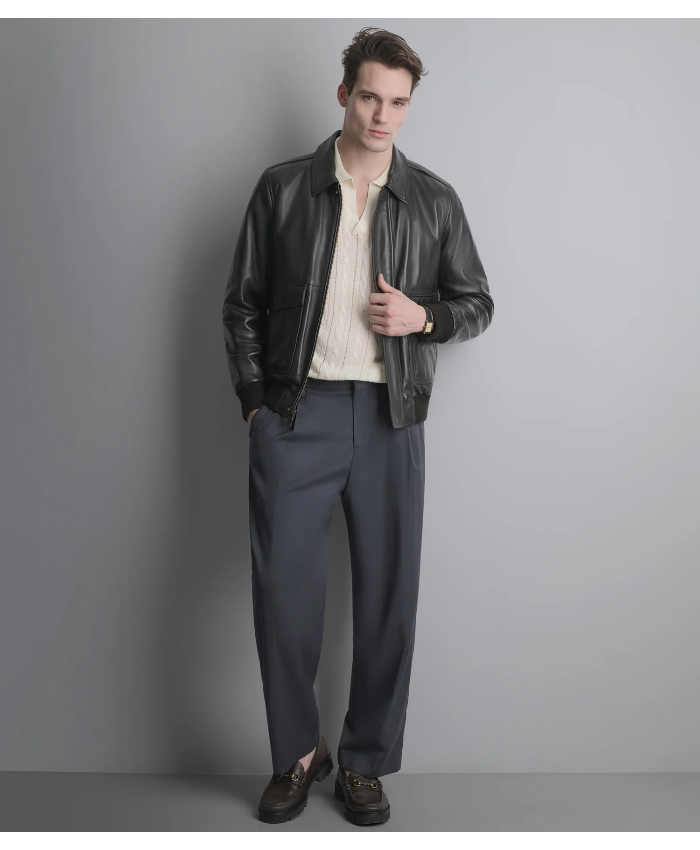 Chris Leather Bomber Jacket