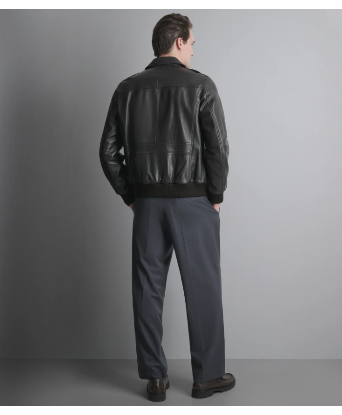 Chris Leather Bomber Jacket