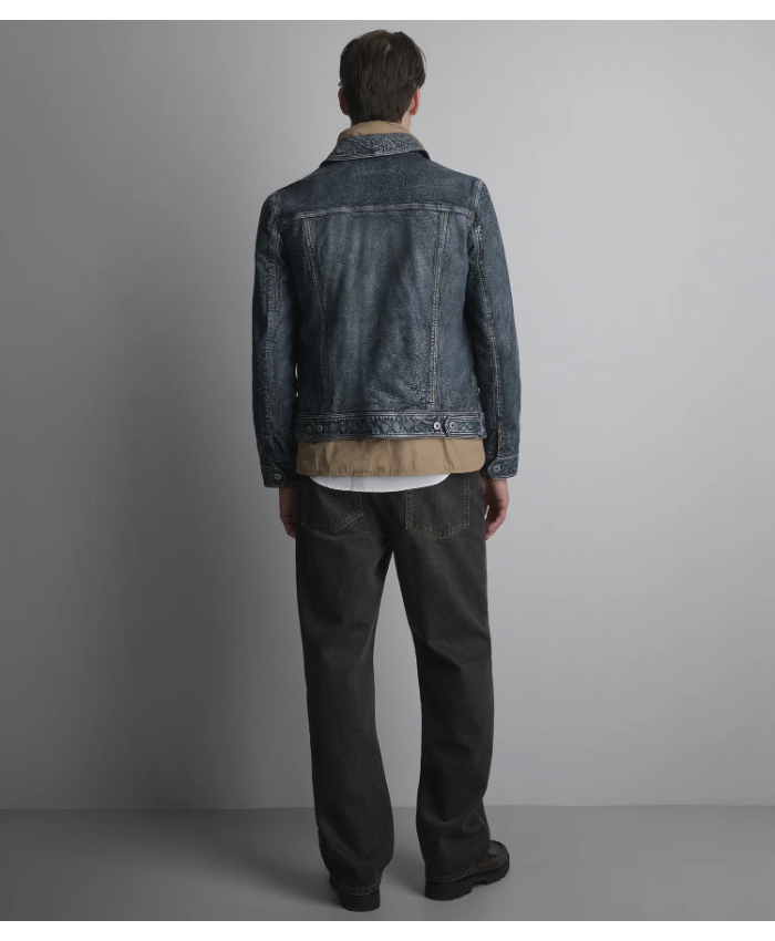 Chase Leather Denim Trucker Jacket