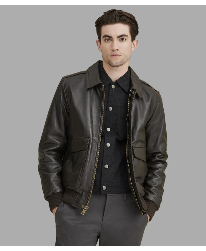 Chris Big & Tall Leather Bomber Jacket