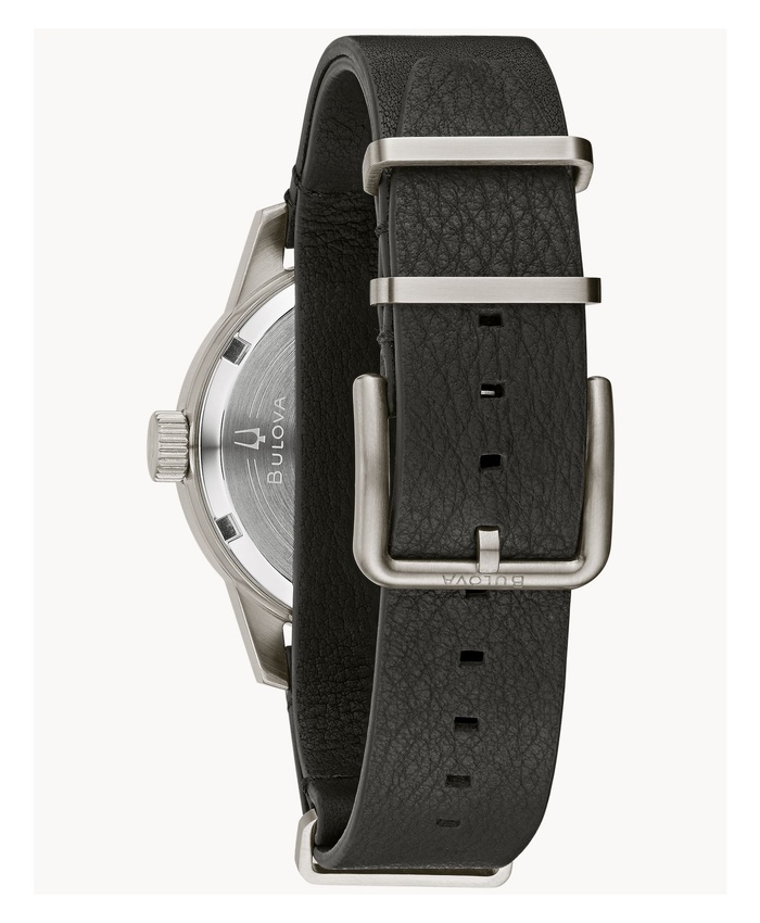 Men's Military Hack Watch, Black Leather NATO Strap