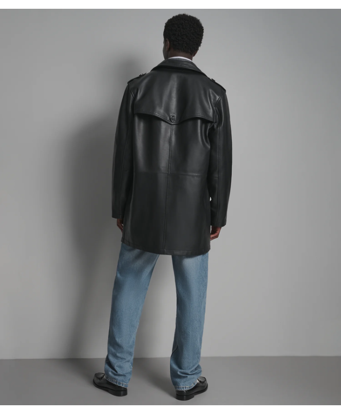 Otto Leather Double-Breasted Short Car Coat