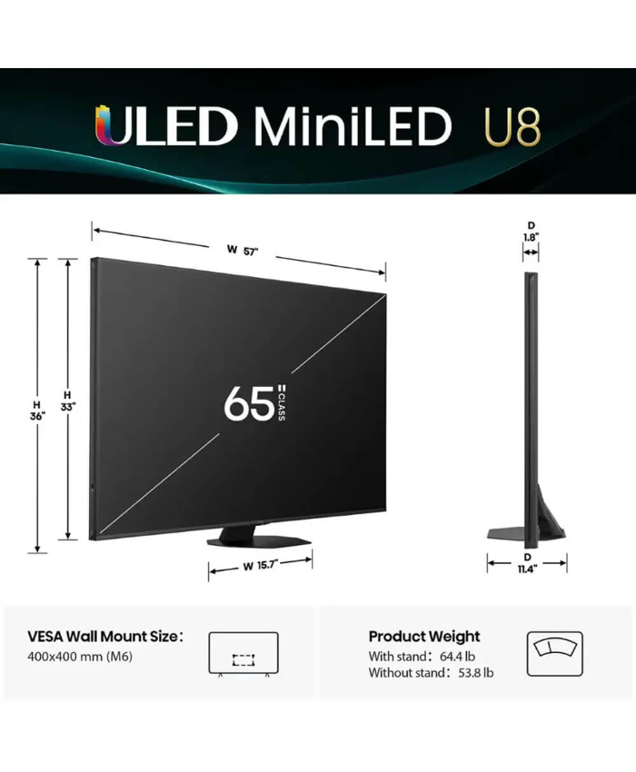 Hisense 65 Inch Class U8 Series 4K Mini-LED QLED UHD Smart Google TV