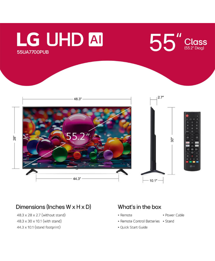 LG 55 Inch Class UT70 Series 4K LED UHD Smart TV`