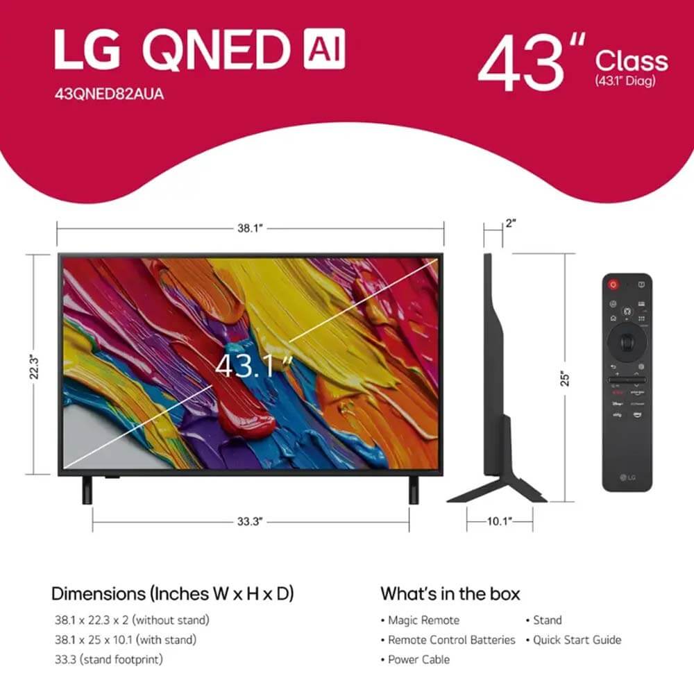 LG 43 Inch Class QNED80T Series QNED 4K Smart TV