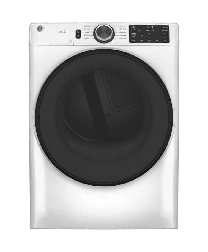 GE 7.8 Cu. Ft. White Front Load Smart Electric Dryer
