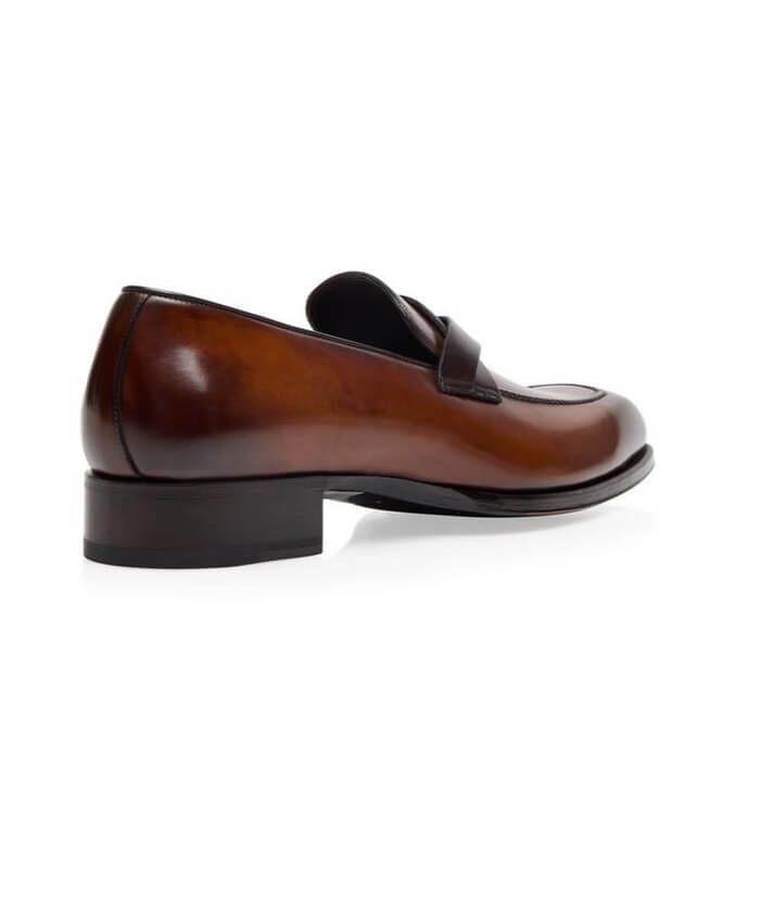 TOM FORD BURNISHED LEATHER ELKAN TWISTED BAND LOAFER