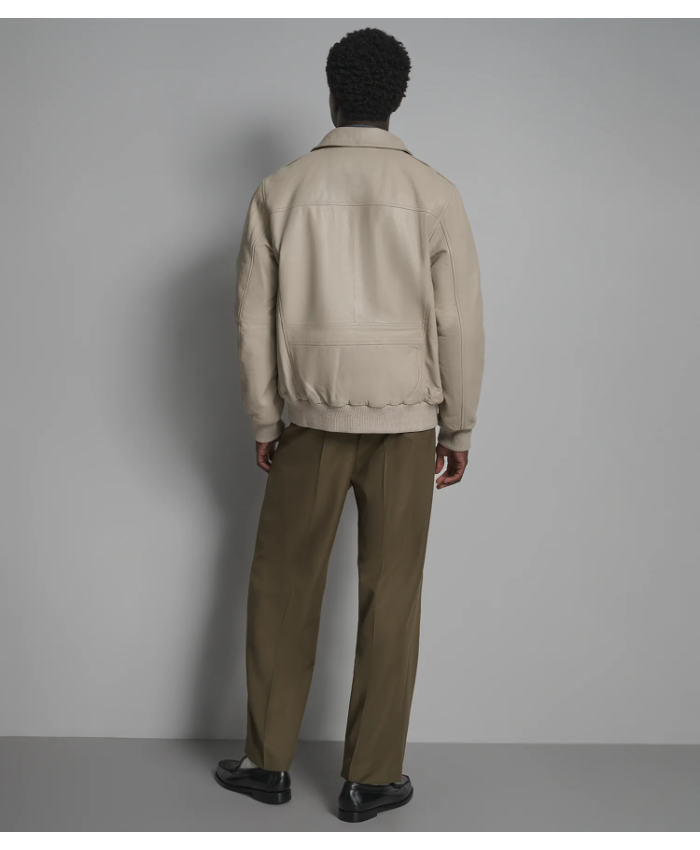 Chris Leather Collared Bomber Jacket