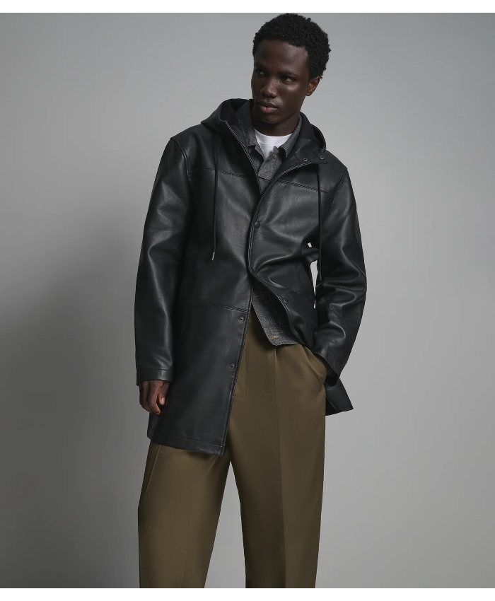 Ari Leather Hooded Anorak Jacket