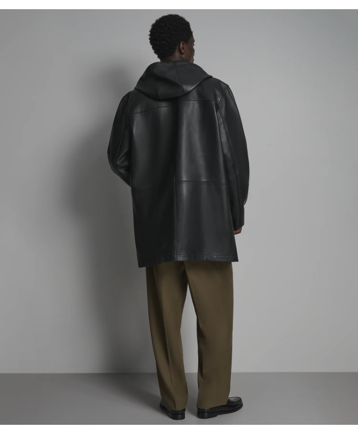 Ari Leather Hooded Anorak Jacket