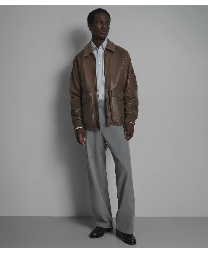 Damian Vintage Leather Bomber Jacket
