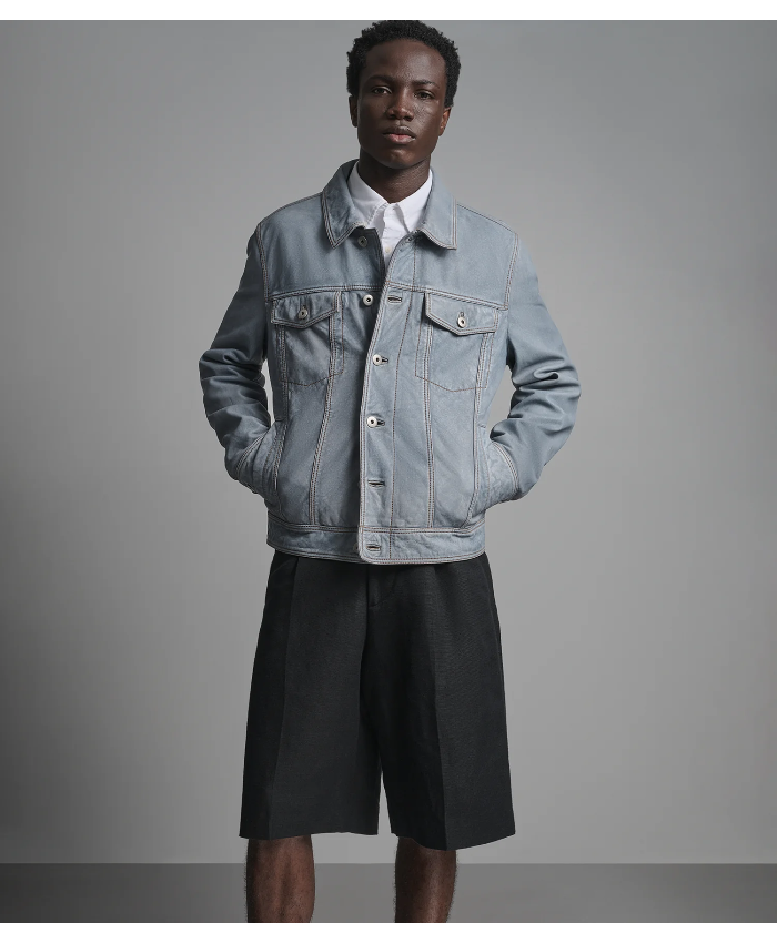 Chase Leather Denim Trucker Jacket