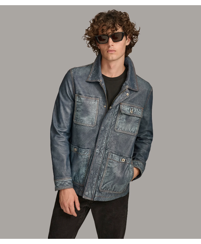 Wesley Leather Denim Chore Jacket
