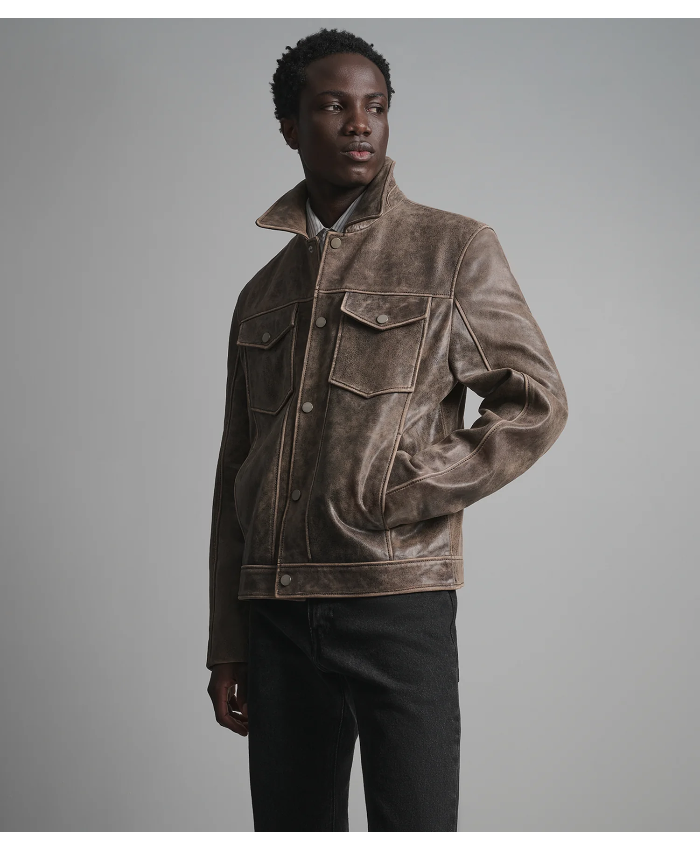 Jonah Vintage Leather Shirt Jacket