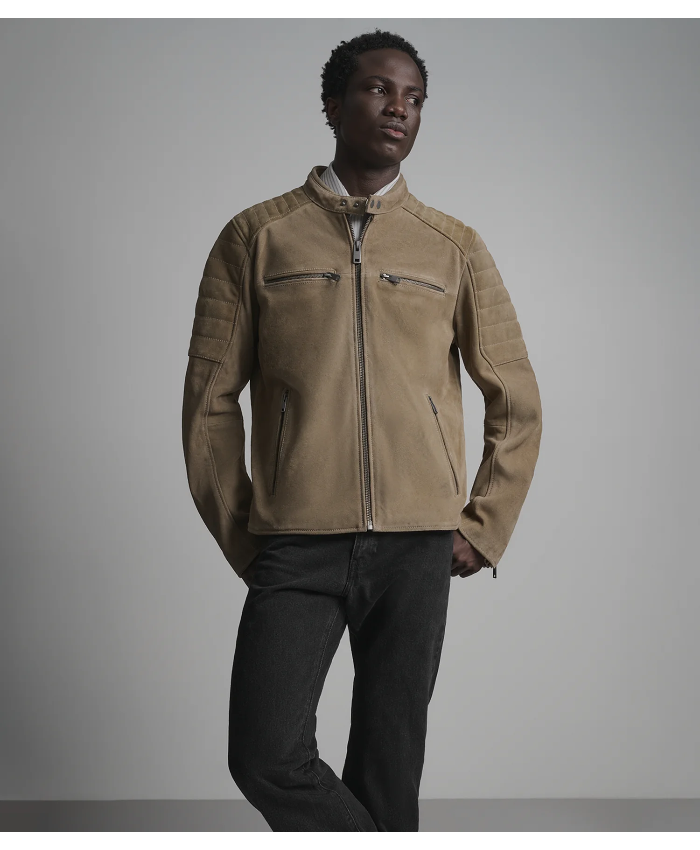 Vintage Quilted Suede Racer Jacket
