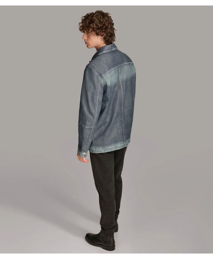 Nolan Leather Denim Shirt Jacket