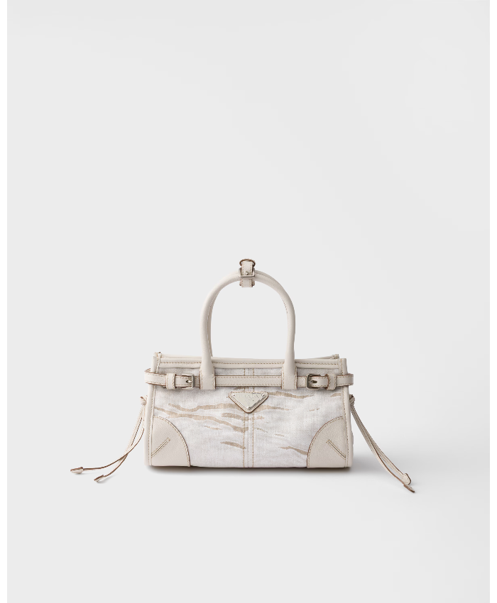 Prada Bonnie Small Printed Linen And Leather Handbag