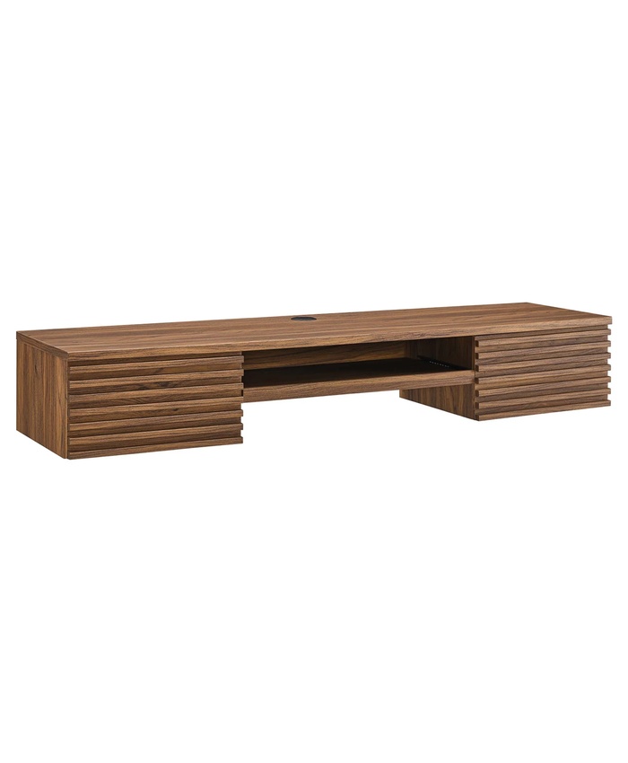 Render Wall Mount Wood Office Desk In Walnut