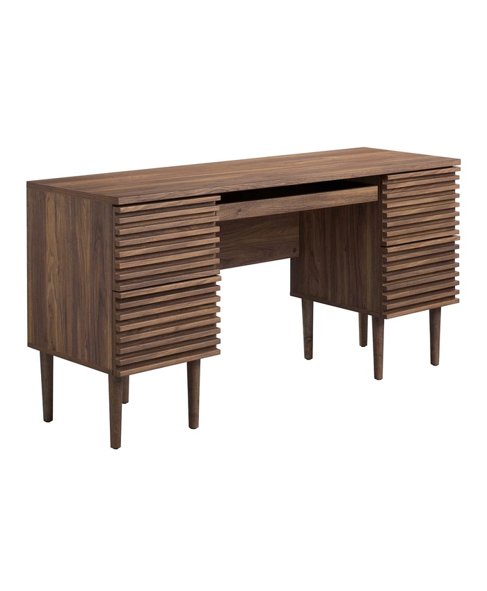 Render Office Desk In Walnut