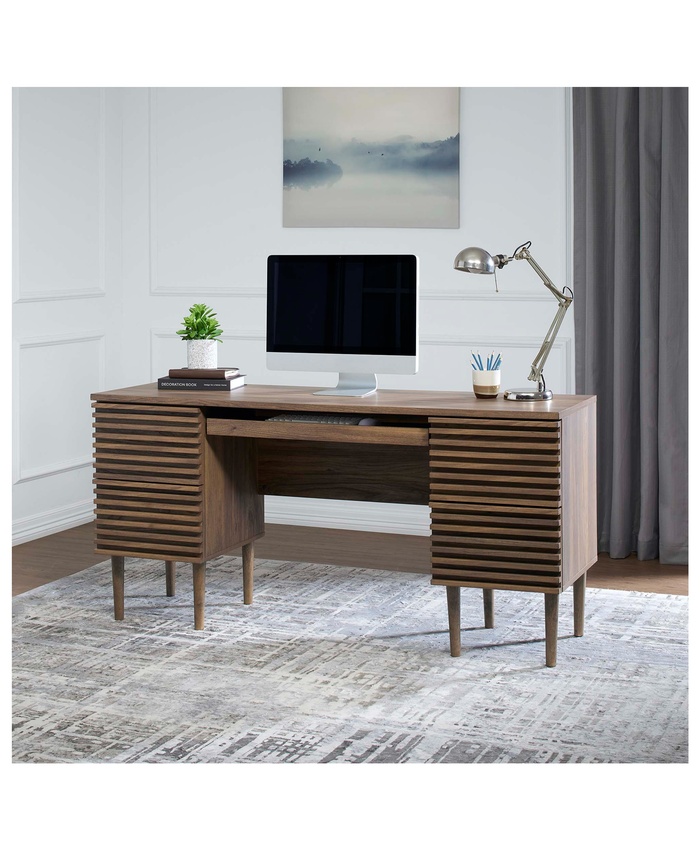 Render Office Desk In Walnut