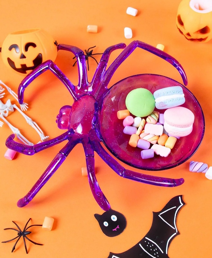 5pcs Halloween Spider-Shaped Candy And Snack Plates