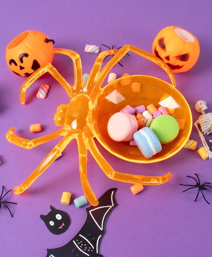 5pcs Halloween Spider-Shaped Candy And Snack Plates