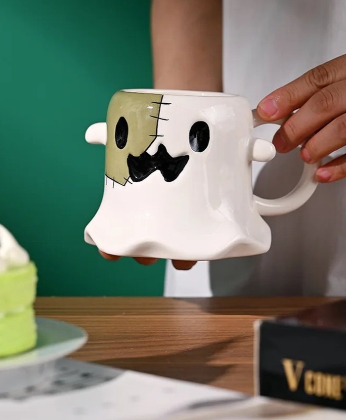 Little Ghost Halloween Ceramic Coffee Mug - 450ml Cute Cartoon Cup