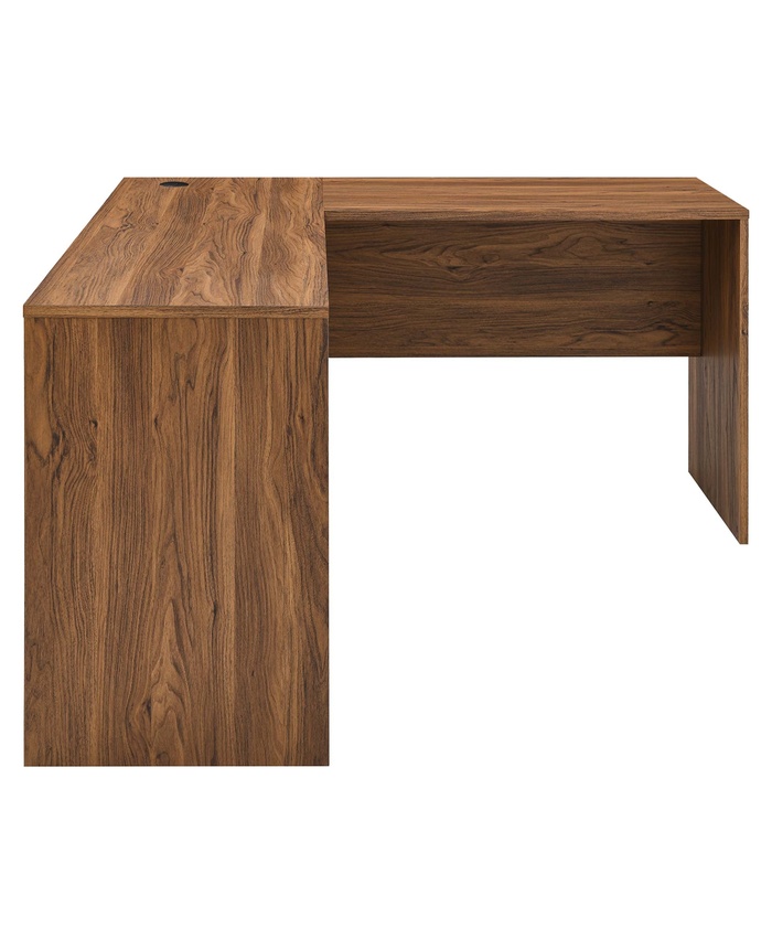 Venture L-Shaped Wood Office Desk in Walnut
