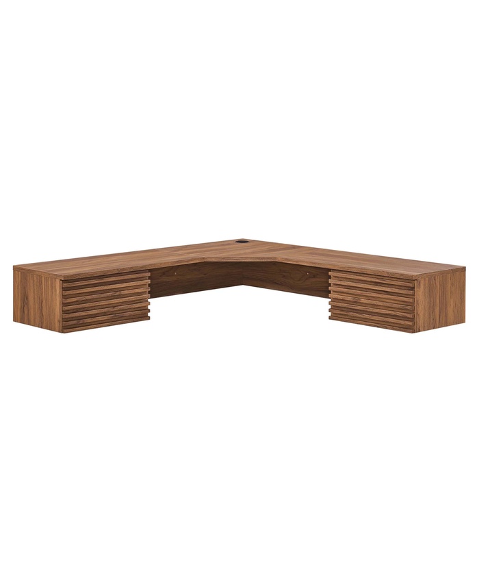 Render Wall Mount Corner Office Desk in Walnut