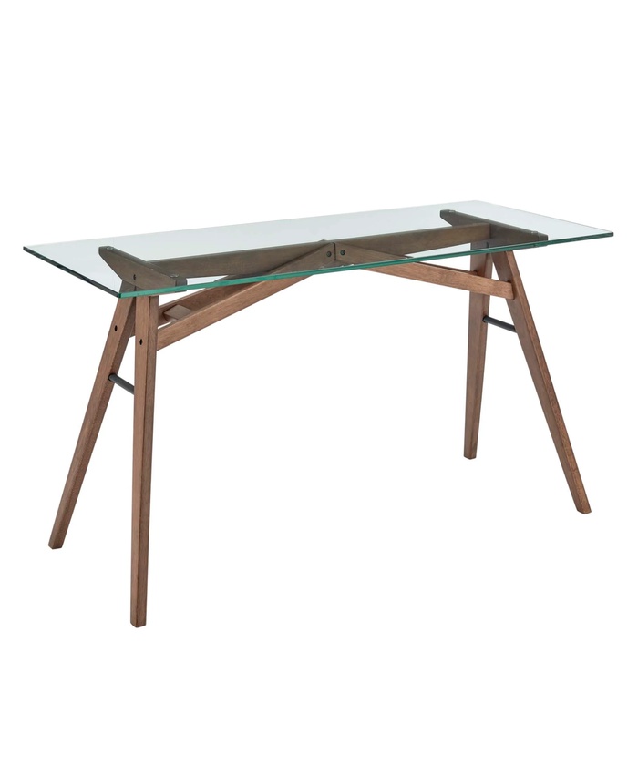 Steadfast Glass Top Office Desk In Walnut