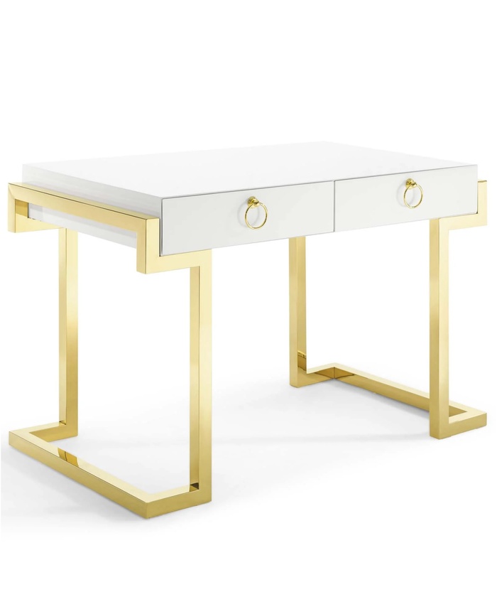 Ring Office Desk In Gold White