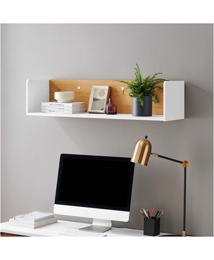Kinetic Wall-Mount Shelf In White Natural