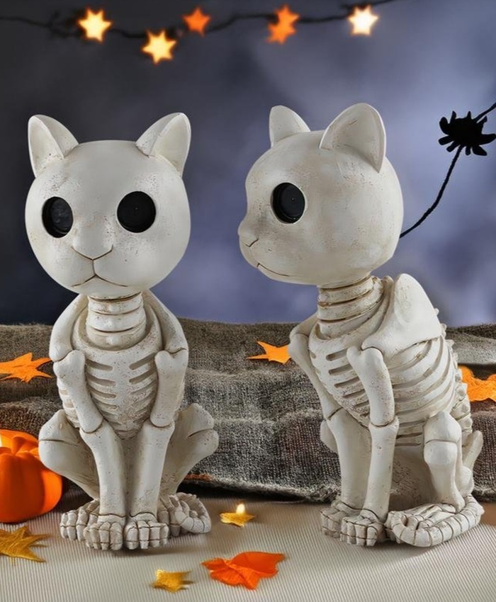 Skeleton Cat Statue