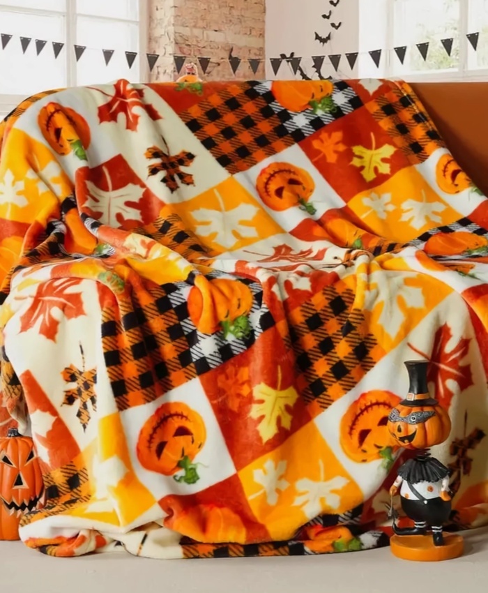Halloween Flannel Throw Blanket