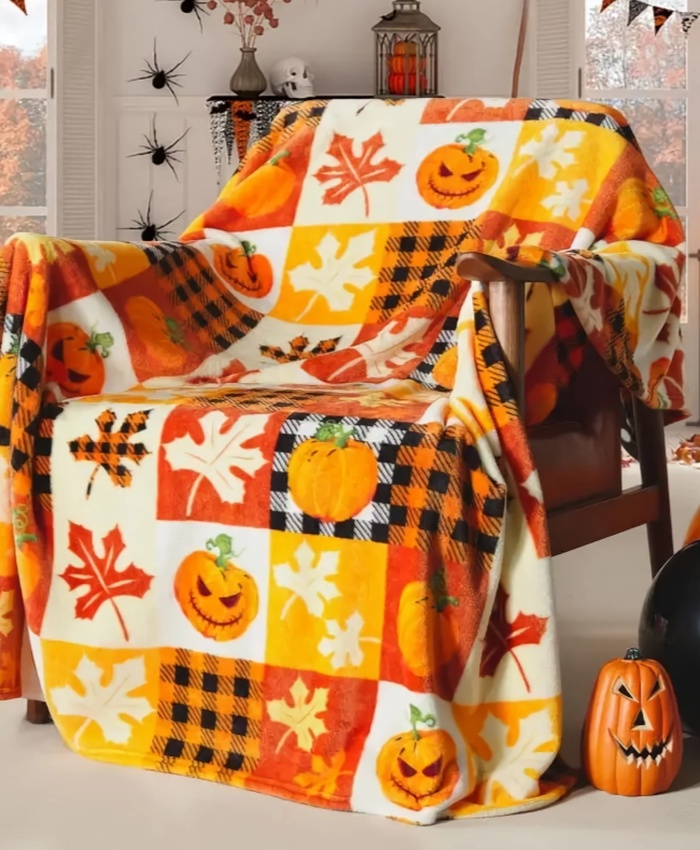 Halloween Flannel Throw Blanket
