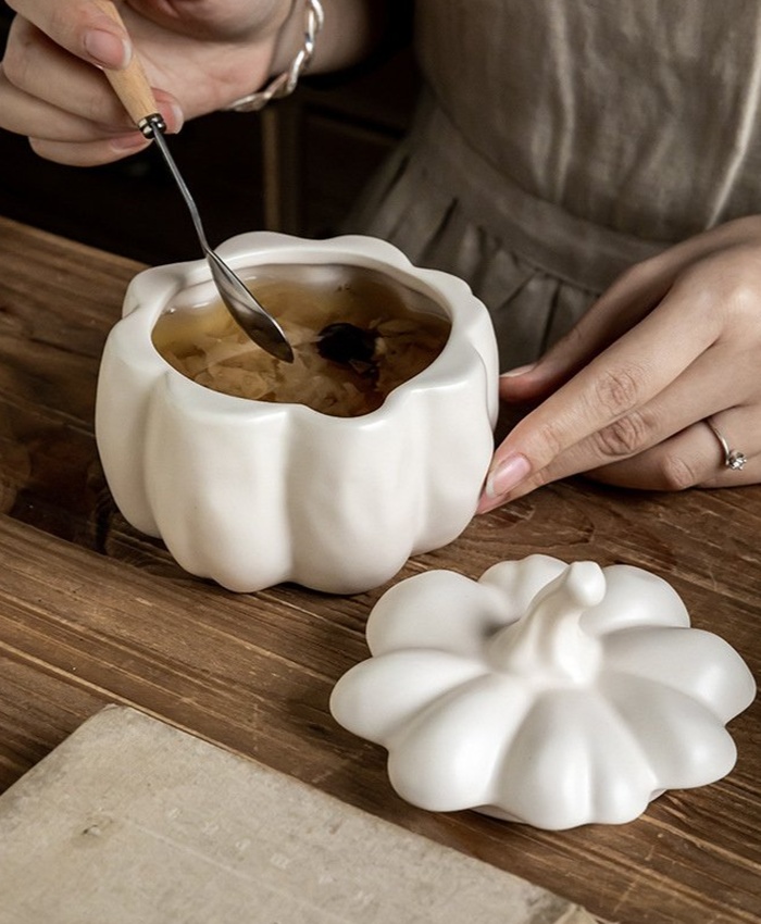 Ceramic Pumpkin Bowl With Lid