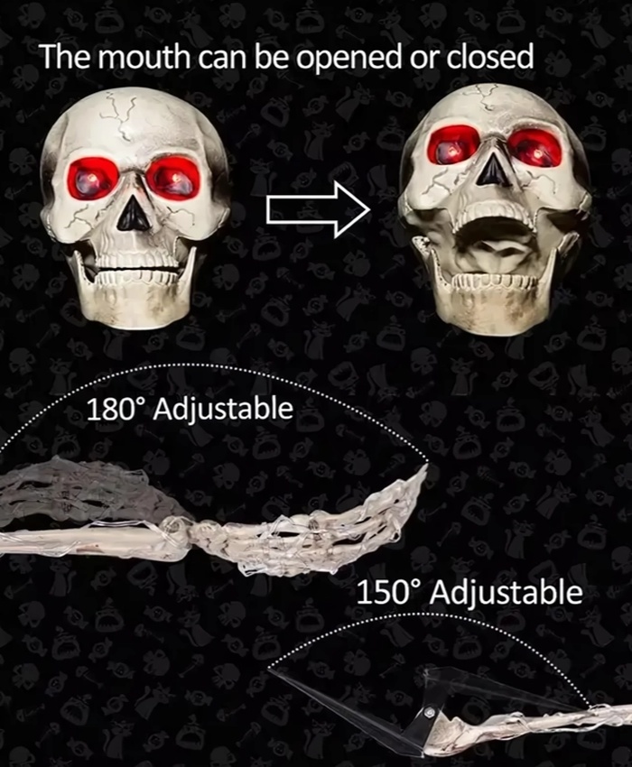 Light-Up Skeleton Arm Stakes With Glowing Skull Head