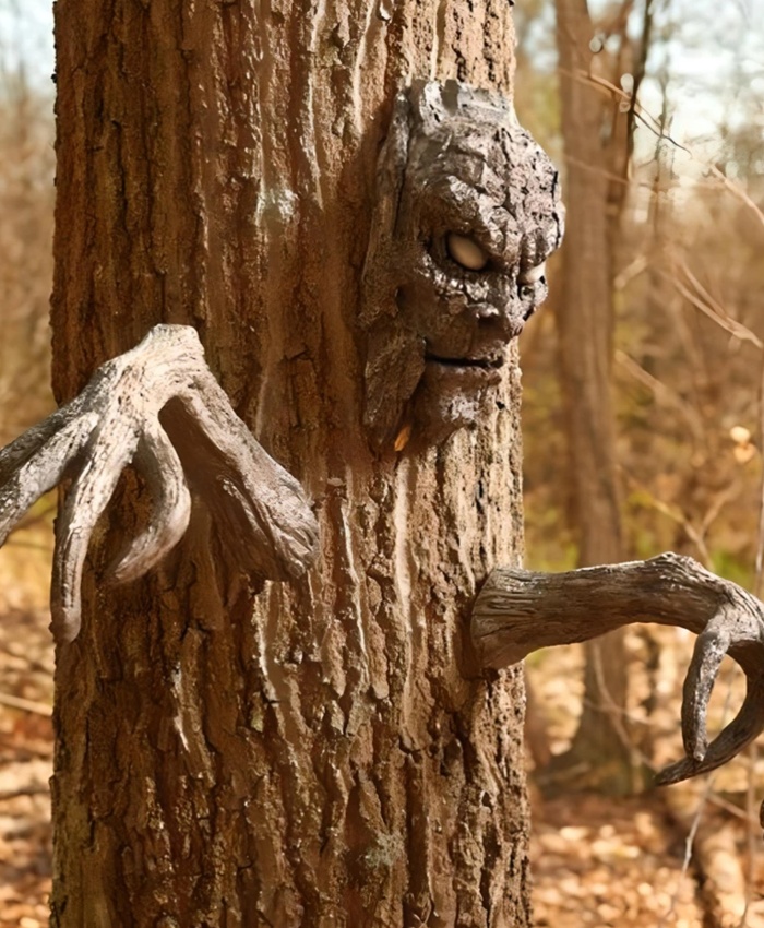 Scary 3D Tree Bark Face Decoration