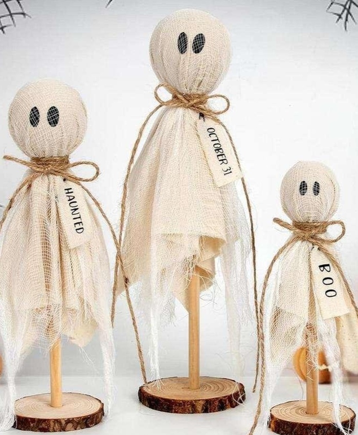 3pcs Halloween Wooden Ghost Ornaments