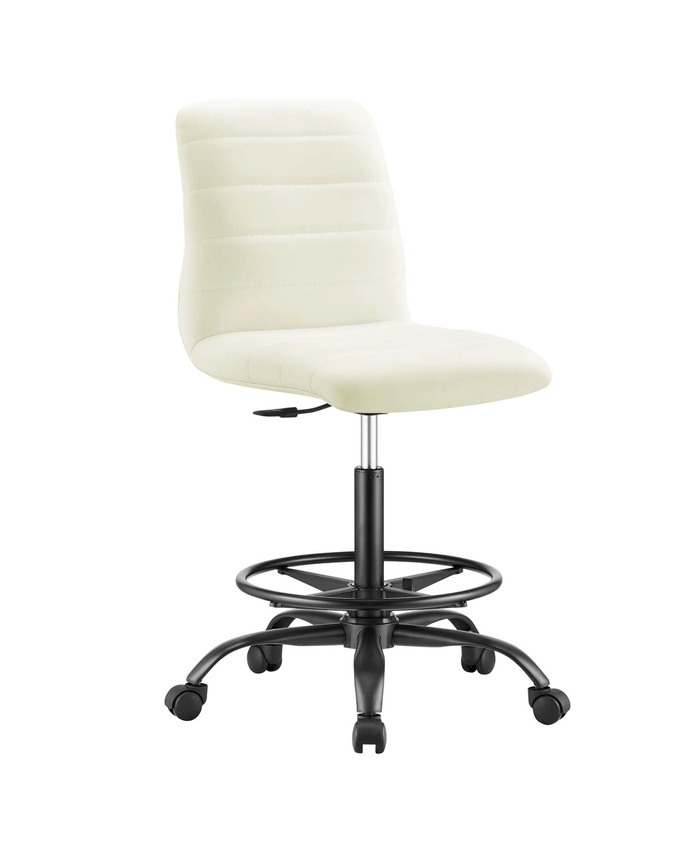 Ripple Armless Vegan Leather Drafting Chair in Black White