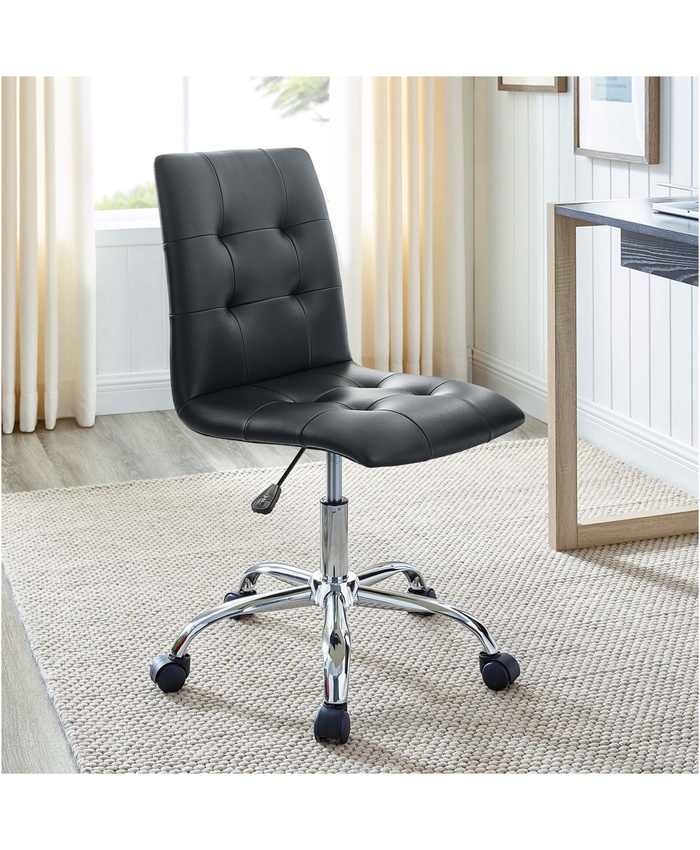 Prim Armless Mid Back Office Chair in Black