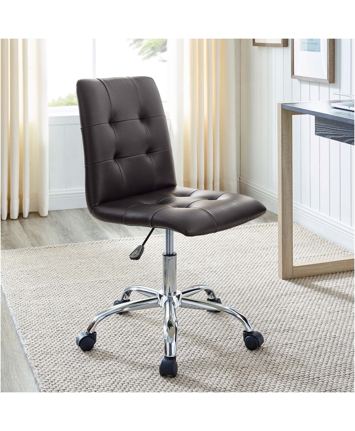 Prim Armless Mid Back Office Chair In Brown