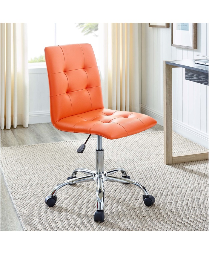 Prim Armless Mid Back Office Chair In Orange