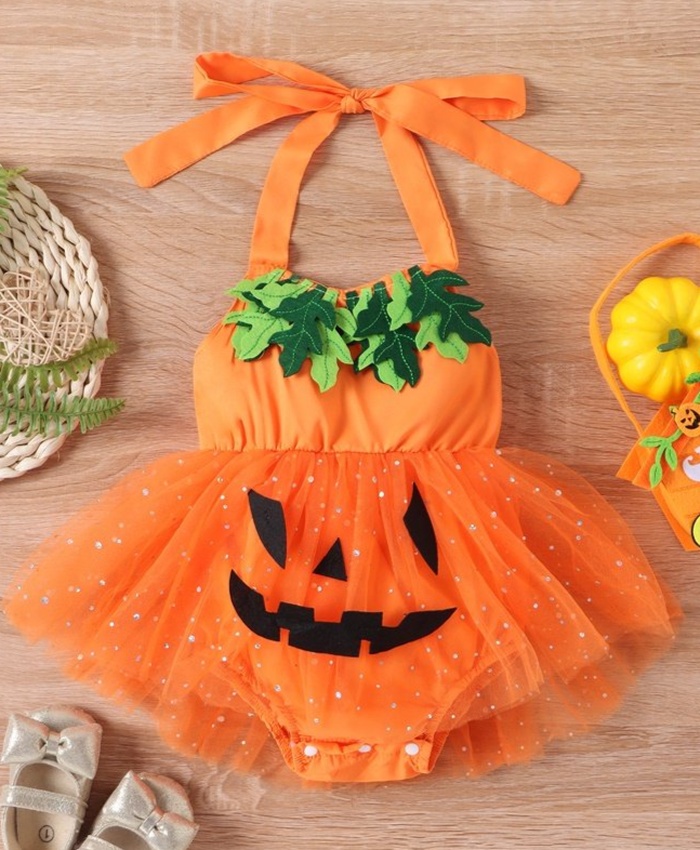 Infant Baby Girls Halloween Pumpkin Romper Dress