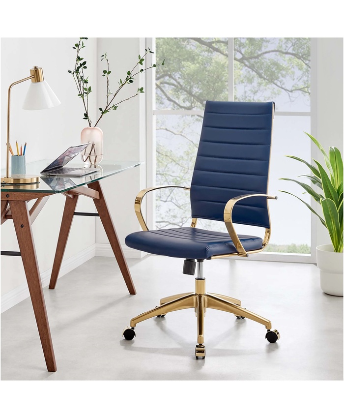 Jive Gold Stainless Steel Highback Office Chair in Gold Navy