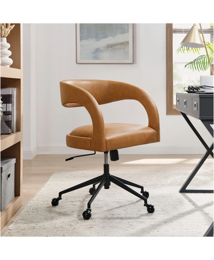 Pinnacle Vegan Leather Office Chair In Tan
