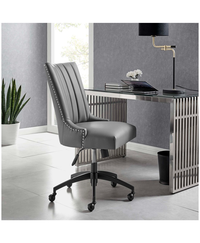 Empower Channel Tufted Vegan Leather Office Chair In Black Gray